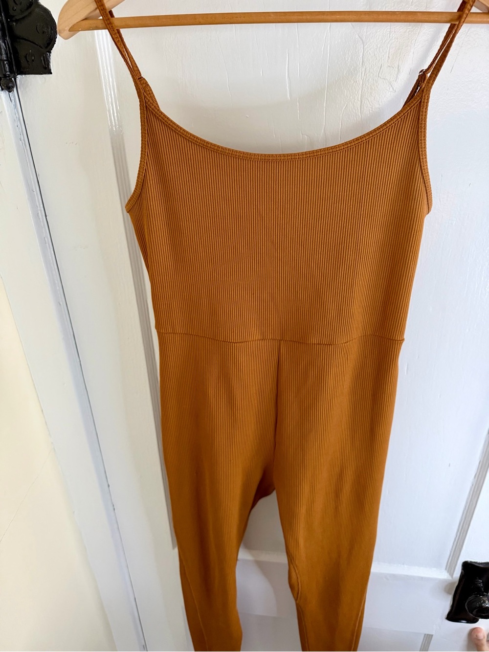 wild fable Ribbed Spaghetti-Strap Jumpsuit in Rust Brown